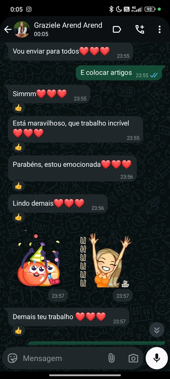 Depoimento de Graziele Arend elogiando o site profissional criado pela equipe do Psi Empreendedor